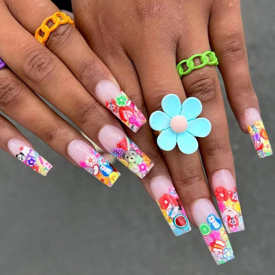 Artistic Floral Themed Nail Art Extensions Bowlift