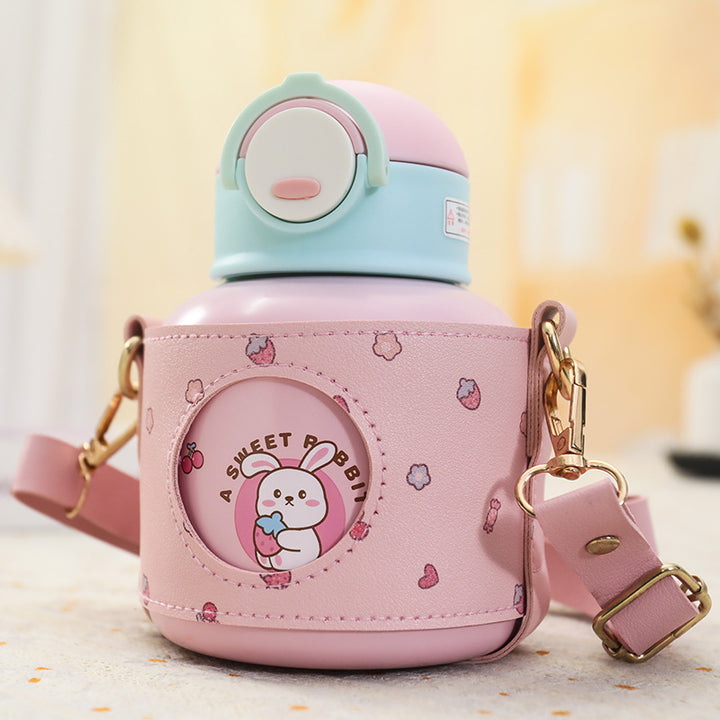 Women’s insulated drinking bottle with playful animal design and practical carrying bag Bowlift