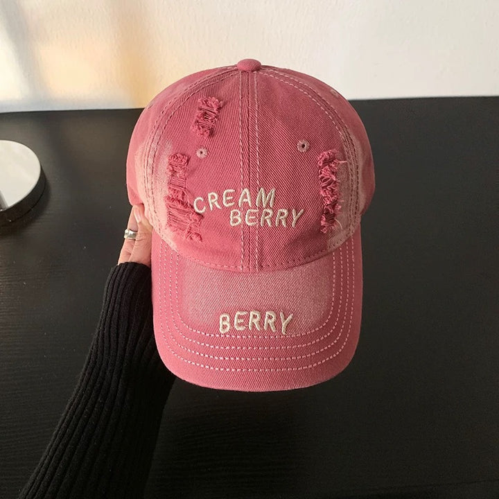Women's Distressed Denim Baseball Hat Bowlift
