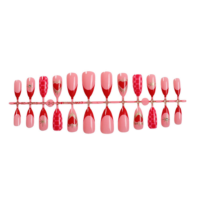 Heart-Themed Decorative Press-On Nails Bowlift