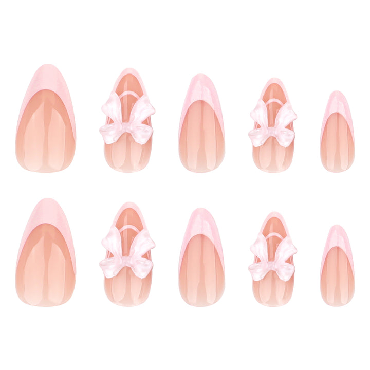 Artistic Nail Extensions with Transparent Bow Accents Bowlift