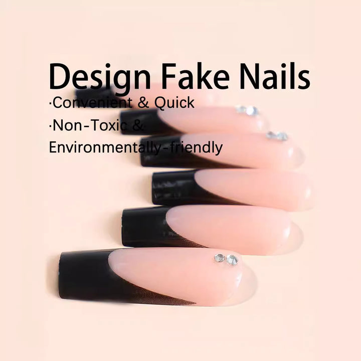 Artificial nails with glitter and elegant accents Bowlift