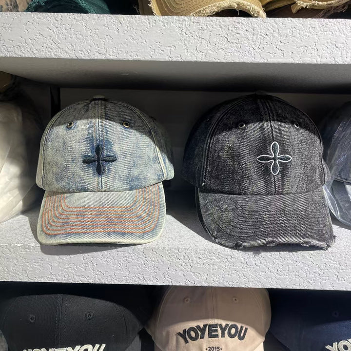 Men's Distressed Denim Baseball Cap Bowlift 1784188018