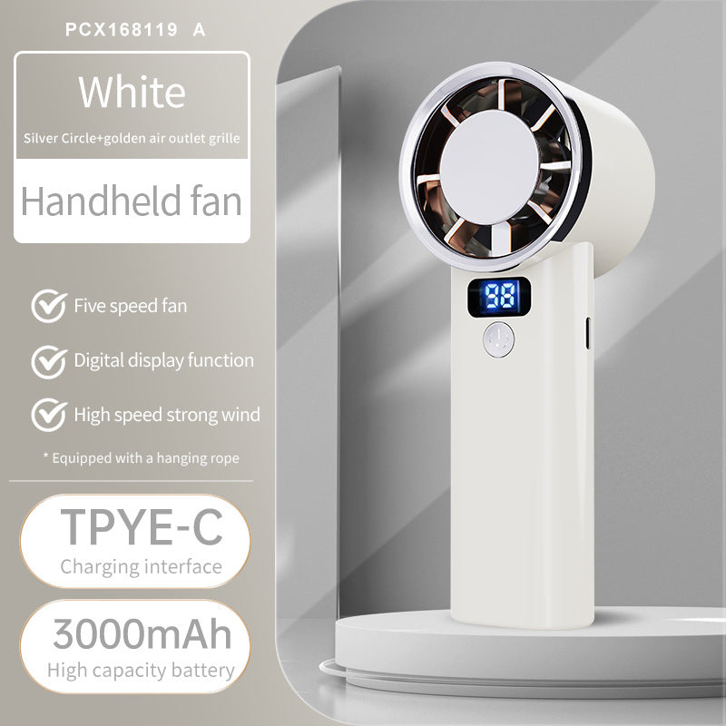 Ladies portable hand fan with digital display and five speed settings Bowlift