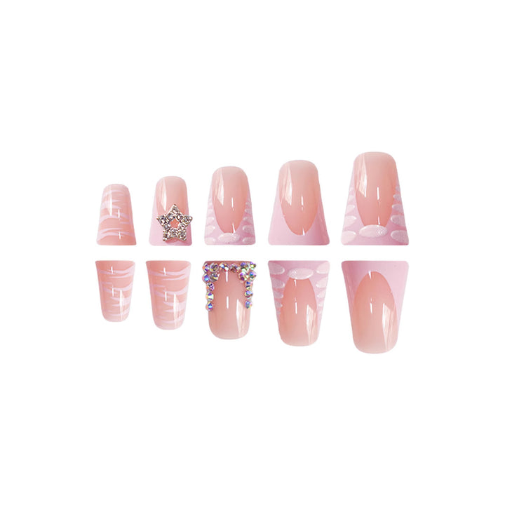 Artistic Rhinestone-Accented Press-On Nail Set Bowlift