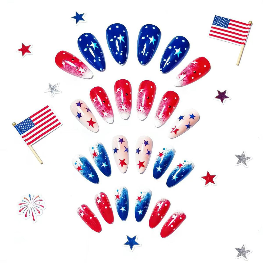 Creative artificial nails with festive star design Bowlift