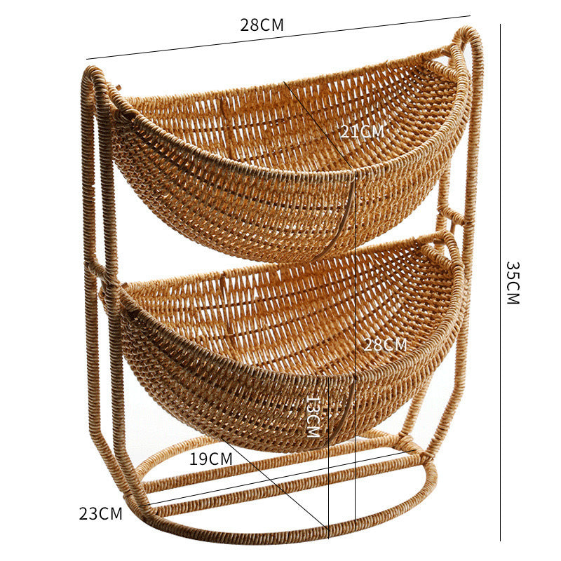 Women Two-Tier Rattan Basket Bowlift