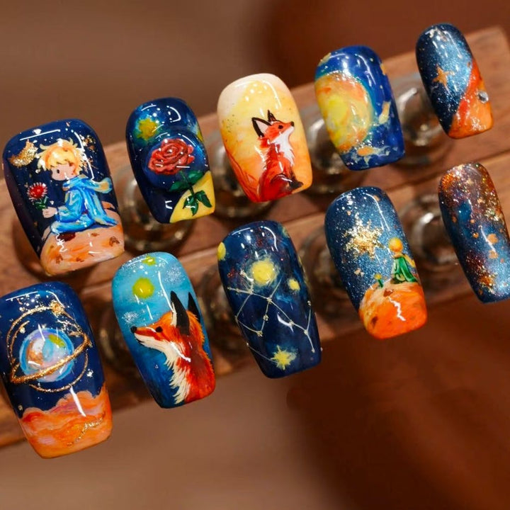 Artistic Starry Night Press-On Nail Art Bowlift