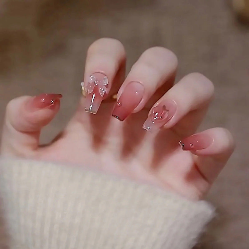 Stylish heart and ombre design artificial nails Bowlift