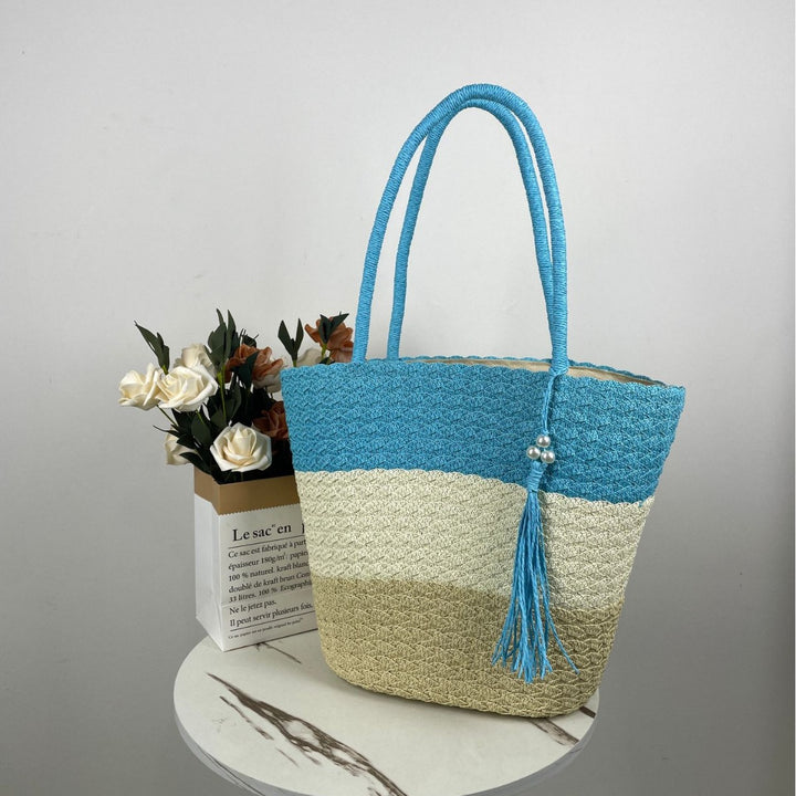 Trendy Woven Beach Bag Bowlift