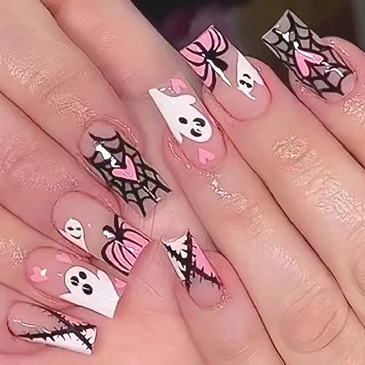 Haunted Ghost-Theme Press-On Nail Art Bowlift