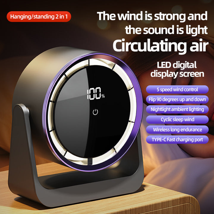 Unisex nan compact rechargeable bladeless desktop air circulator with LED battery display and tilt function Bowlift