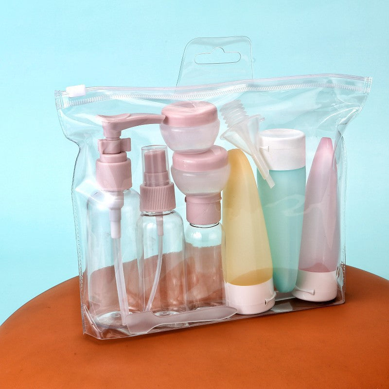 Travel Silicone Toiletry Bottle Set with Pump Spray Funnel and Clear Zip Bag Bowlift