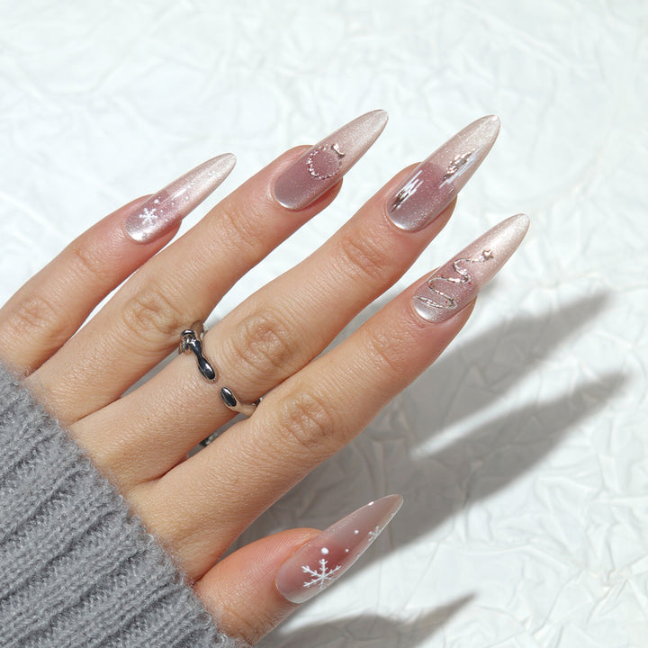 Premium Stiletto Press-On Nails with Elegant Frosted Design Bowlift