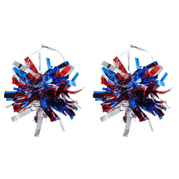 Unisex nan festive metallic tinsel pom pom hoop earrings Bowlift