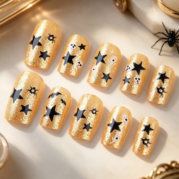 Halloween-Themed Glitter Nail Art Bowlift
