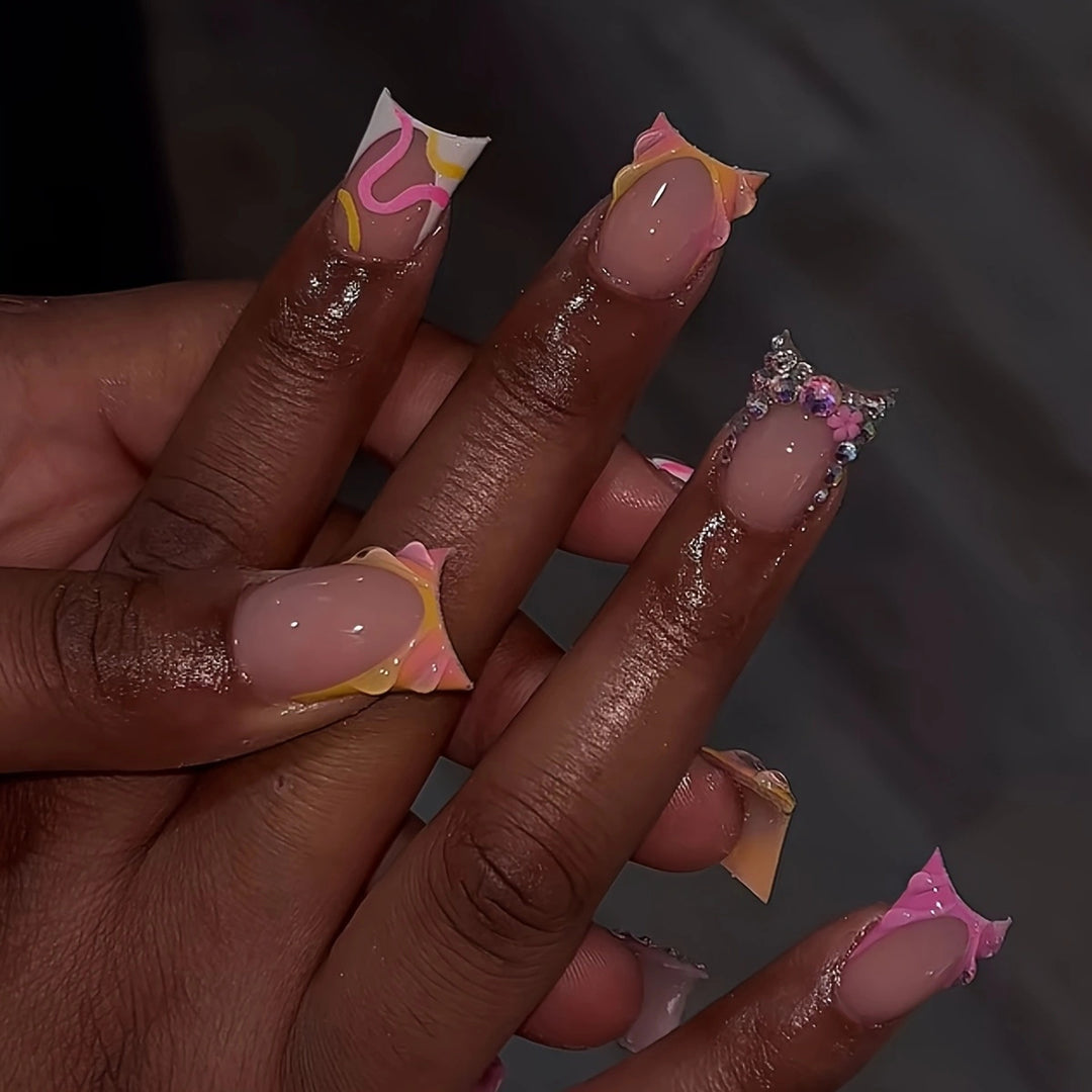 Elegant Artistic Press-On Nail Enhancements Bowlift