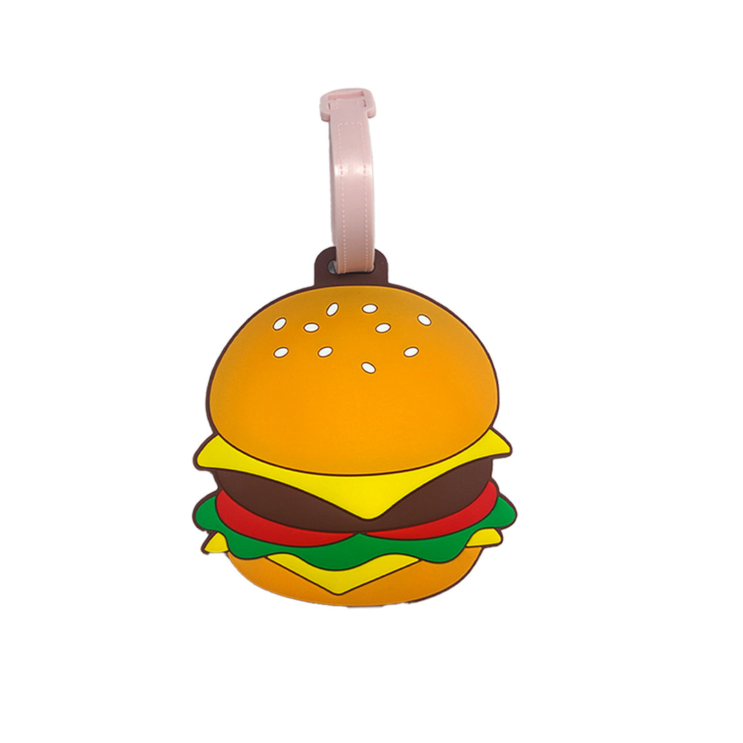novelty burger shaped silicone luggage tag with flexible strap Bowlift