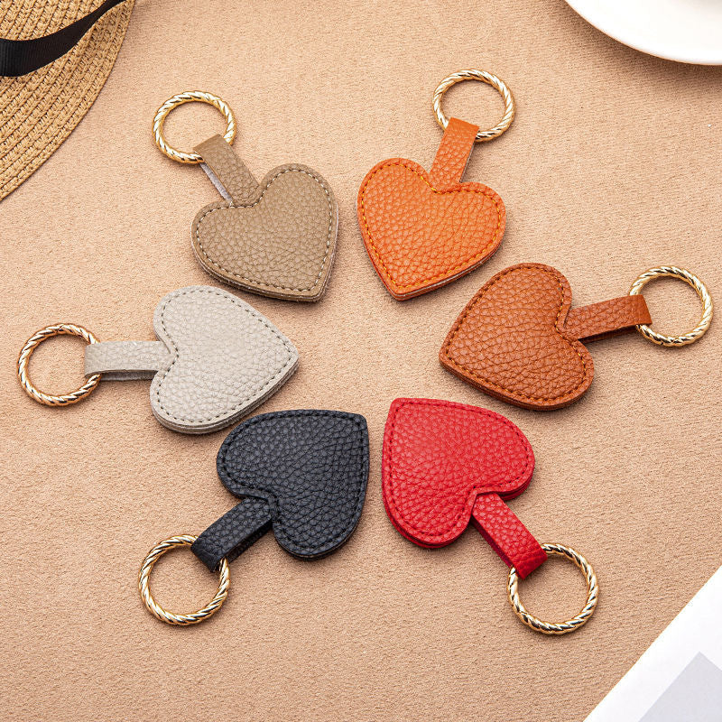 Heart-Shaped Leather Keychain Bowlift