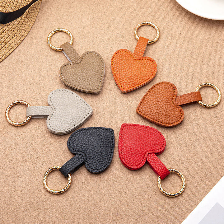 Heart-Shaped Leather Keychain Bowlift