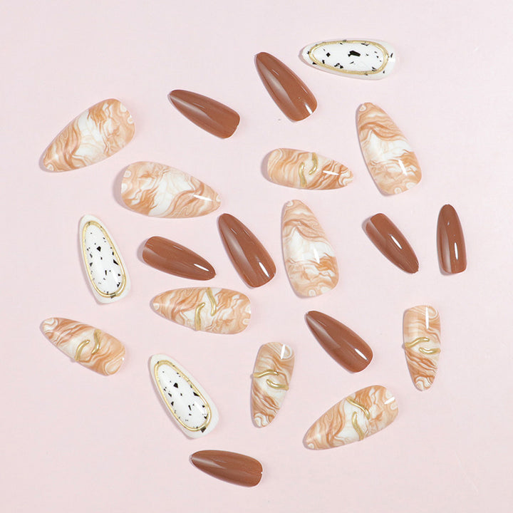 Elegant Ombre Press-On Nail Tips with Metallic Accents Bowlift