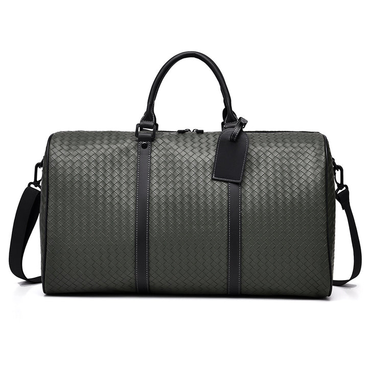 Woven Leather Weekend Travel Duffle Bag Bowlift
