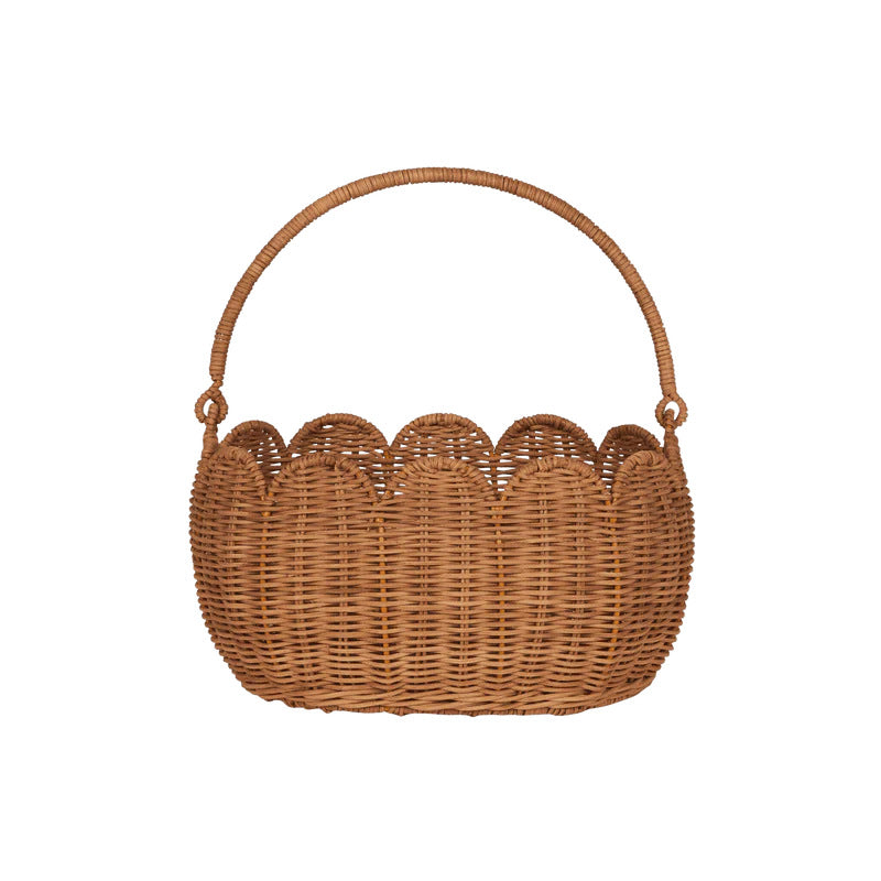 Scalloped Edge Woven Storage Basket Bowlift