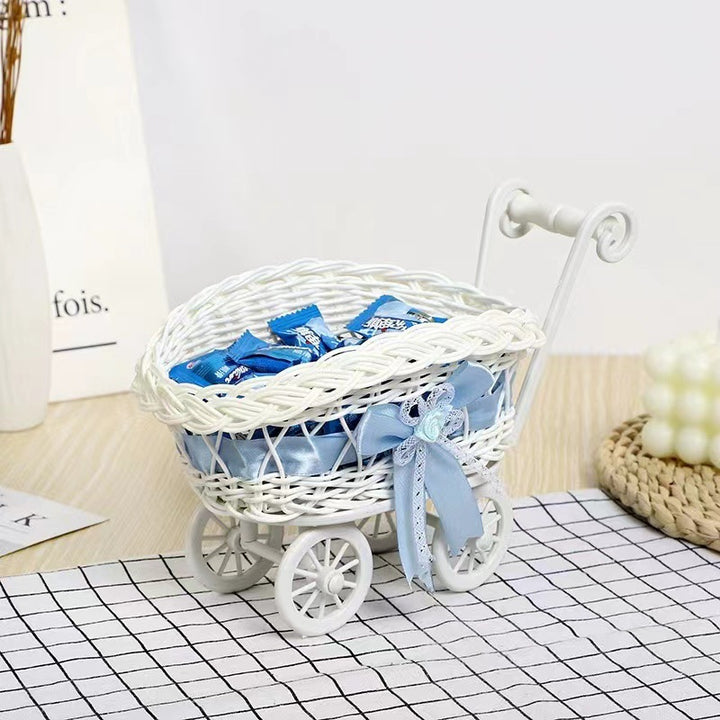 Vintage Woven Doll Stroller Bowlift