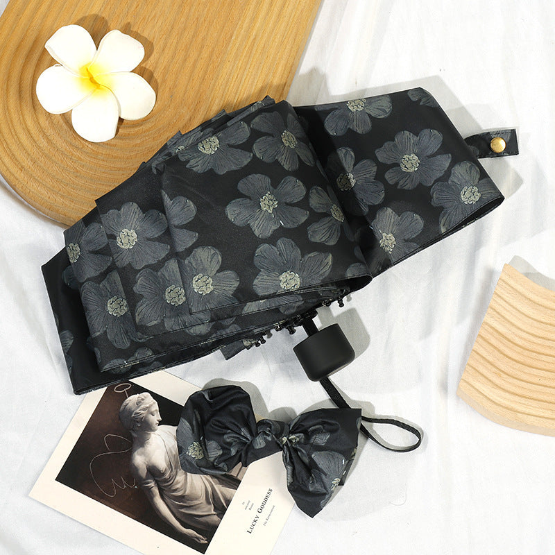 Ladies Mini Folding Umbrella with Elegant Floral Print Bowlift