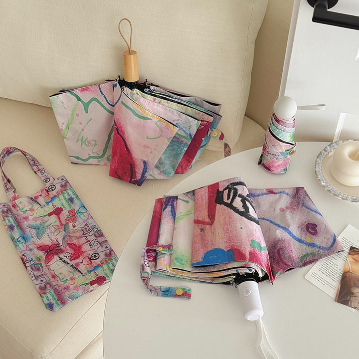 Women’s Foldable Tote Bag with Integrated Umbrella Bowlift
