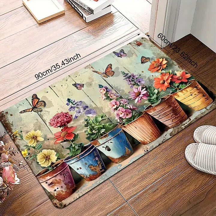 Floral Patterned Welcome Mat Bowlift
