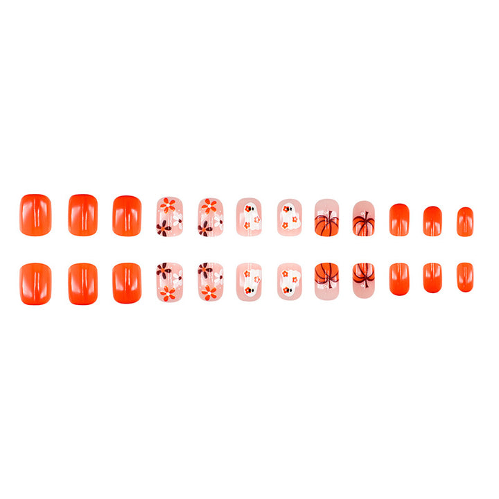 Artistic Press-On Nail Set with Halloween Themed Designs Bowlift