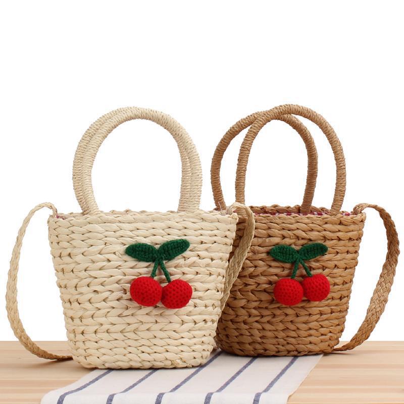 Basket bag with crocheted cherry design Bowlift