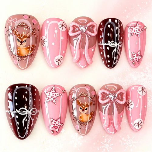 Artificial Nails in Playful Deer Design Bowlift