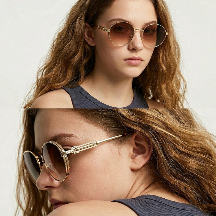 Women's round vintage sunglasses with exclusive metal frame Bowlift