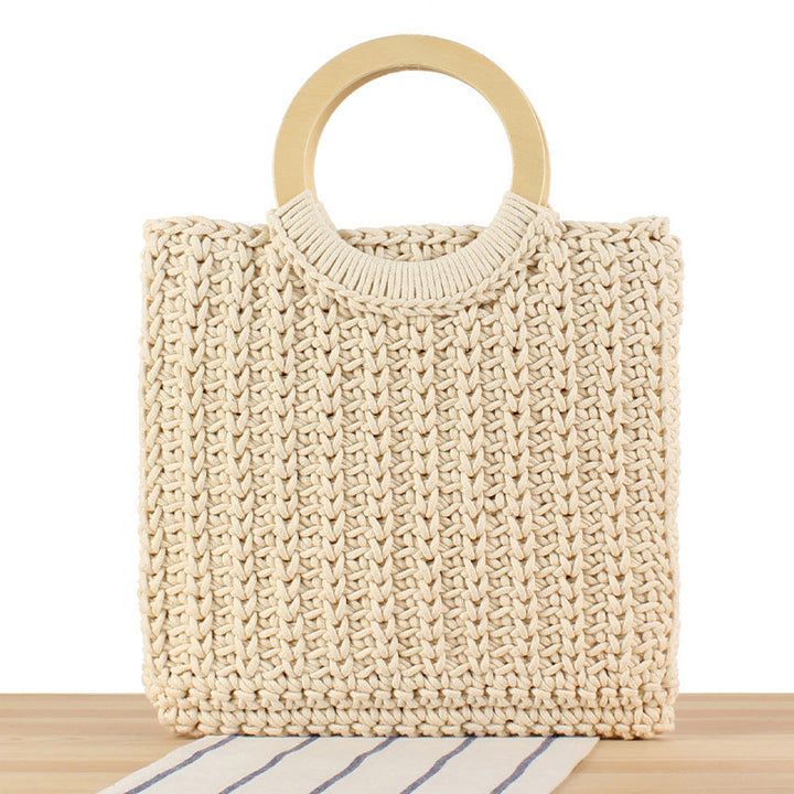 Handbag with Modern Geometric Knit Design Bowlift