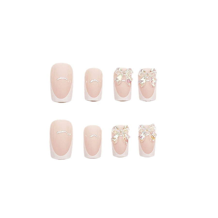 Artificial nail set with romantic 3D heart and flower decorations Bowlift