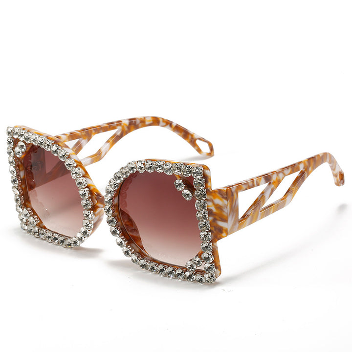 Statement Rhinestone-Embellished Hexagonal Sunglasses Bowlift