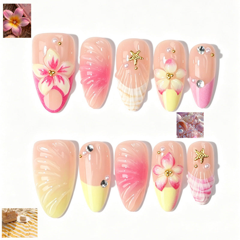 Decorative Floral Press-On Nail Tips Bowlift