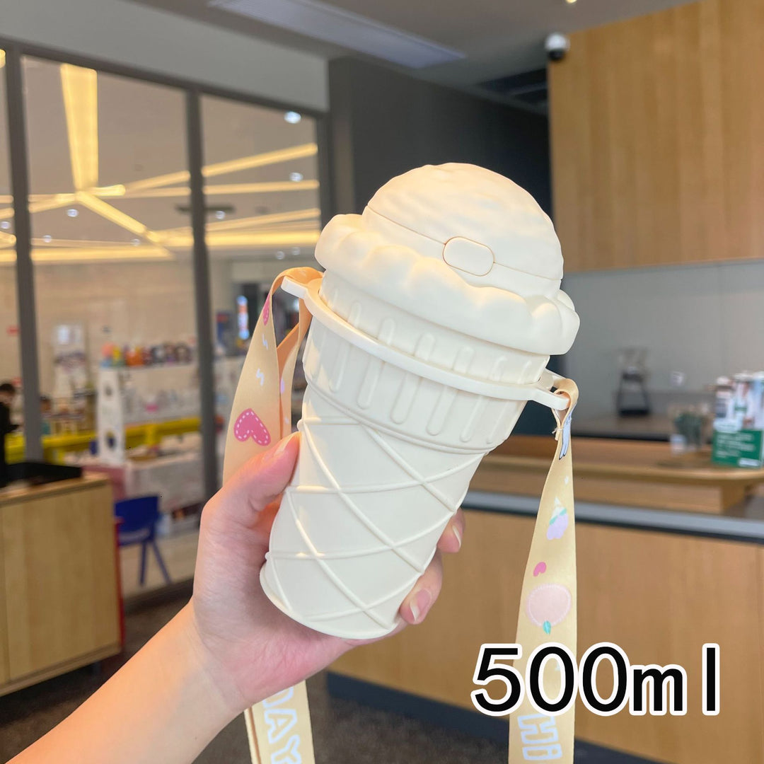 Women’s creative ice cream cup drinking bottle with practical carrying strap Bowlift