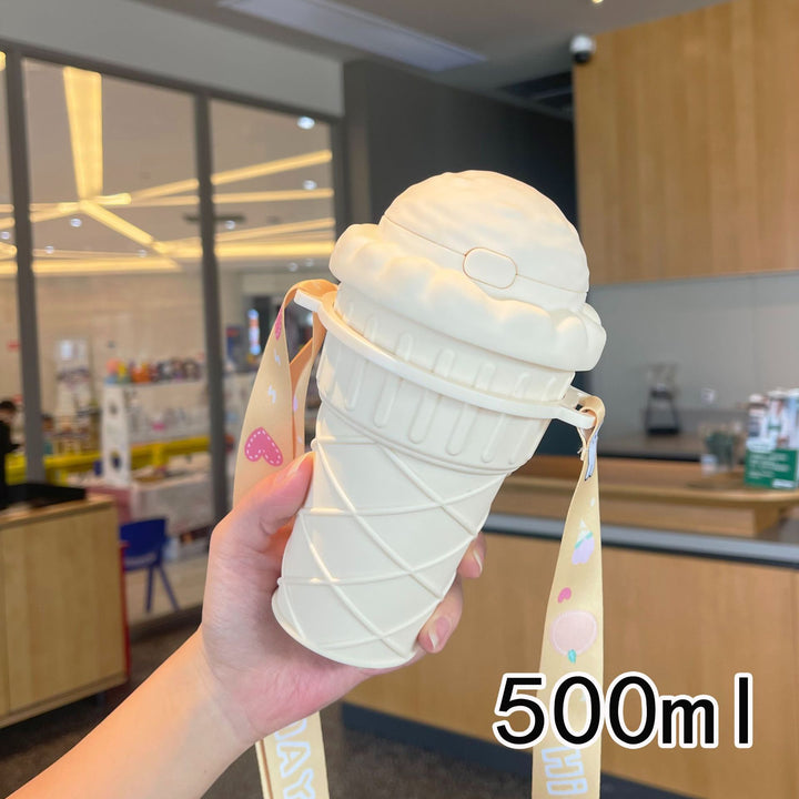 Women’s creative ice cream cup drinking bottle with practical carrying strap Bowlift
