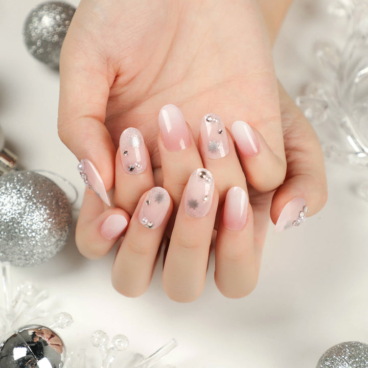 Artful Nail Extensions with Glitter and Rhinestone Embellishments Bowlift