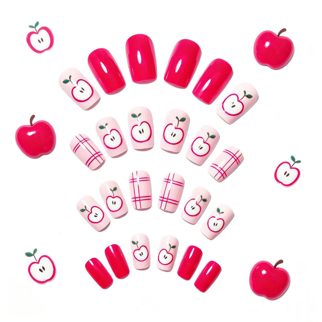 Artificial nails with fruity apple design Bowlift