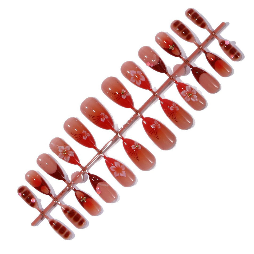 Artistic Flower-Accent Stiletto Nail Art Extensions Bowlift