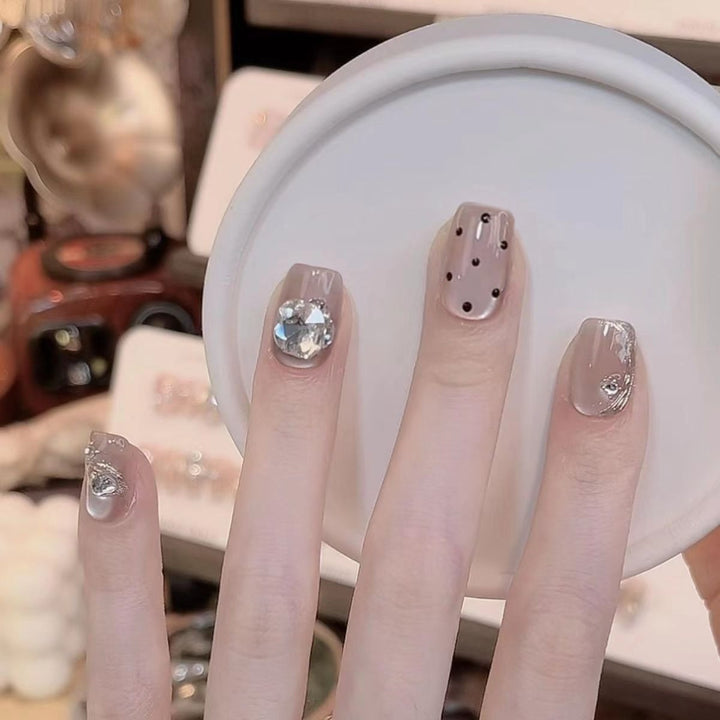 Premium Crystal-Decorated Press-On Nail Set Bowlift