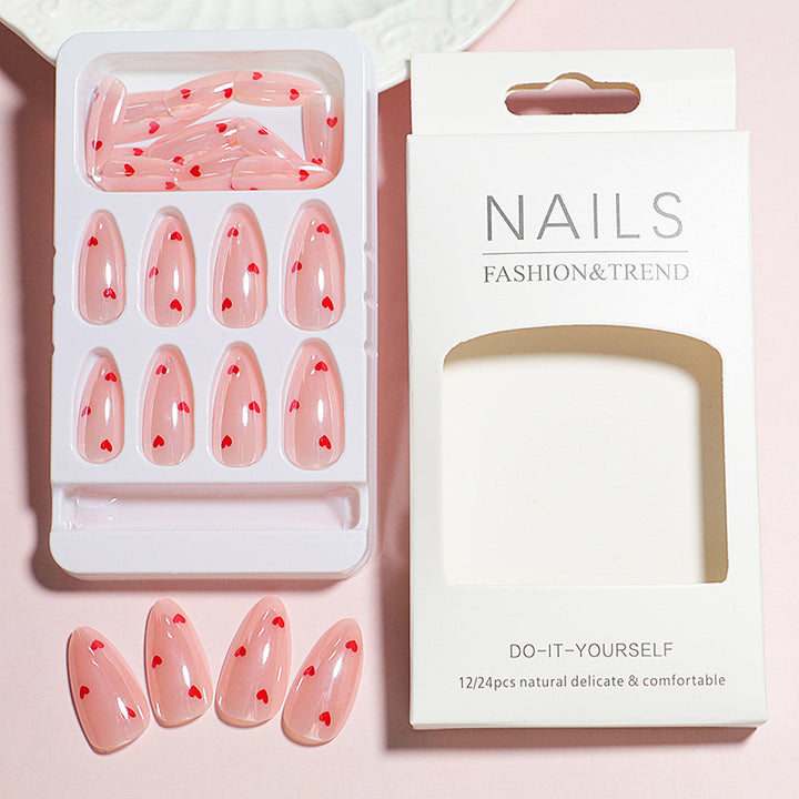 Heart-Printed Press-On Nail Set Bowlift