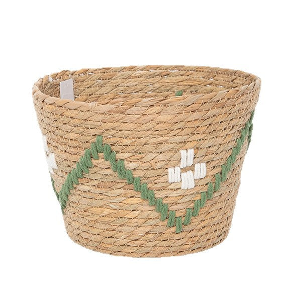 Handwoven storage basket with colorful accents Bowlift