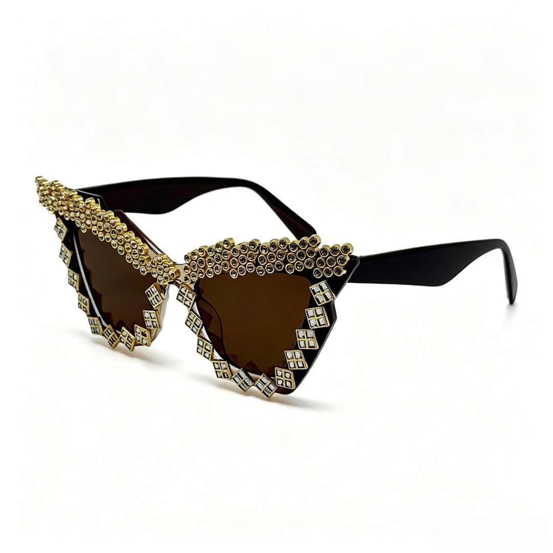 Women's Designer Sunglasses with Glamorous Crystal-Embellished Frame Bowlift