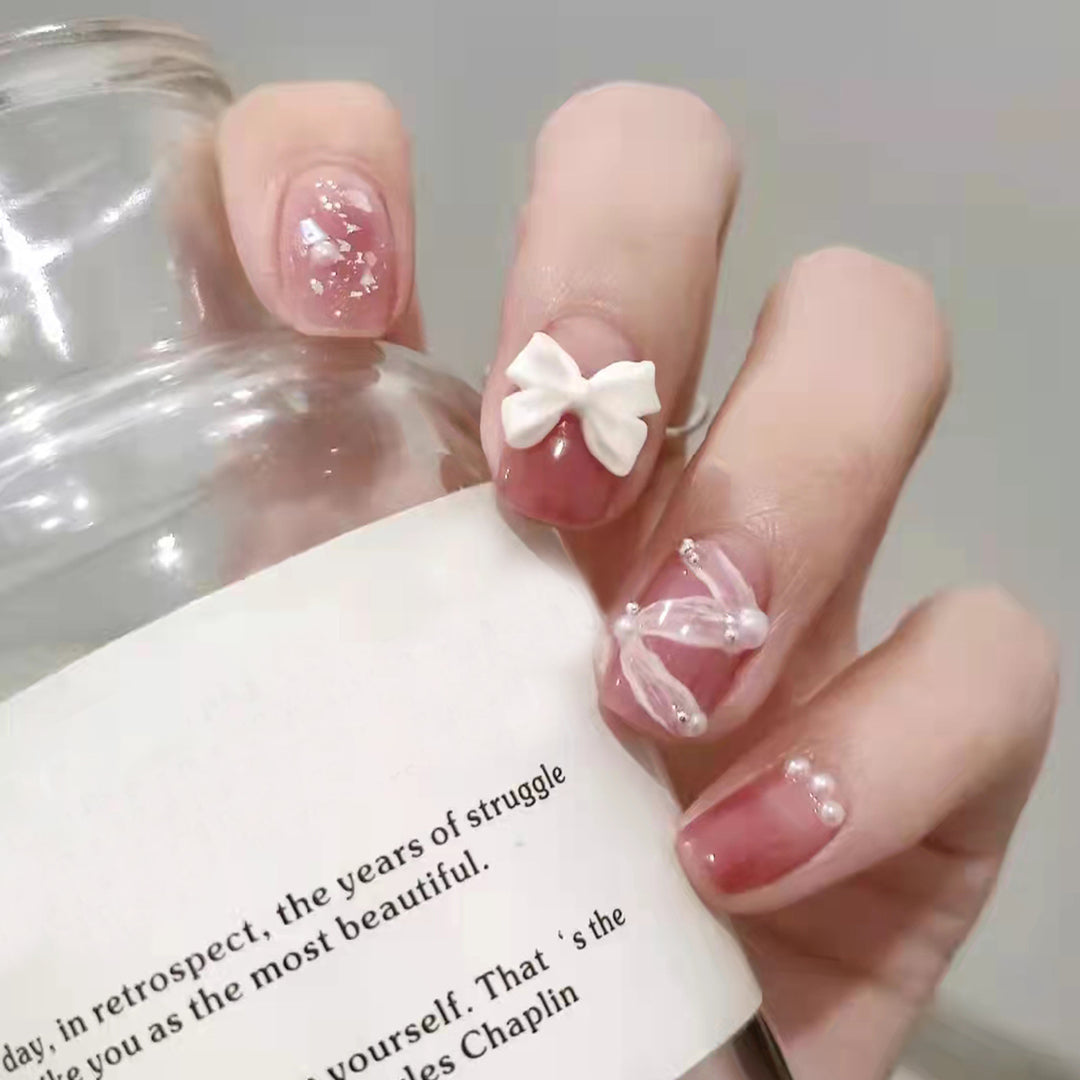 Stylish heart and ombre design artificial nails Bowlift