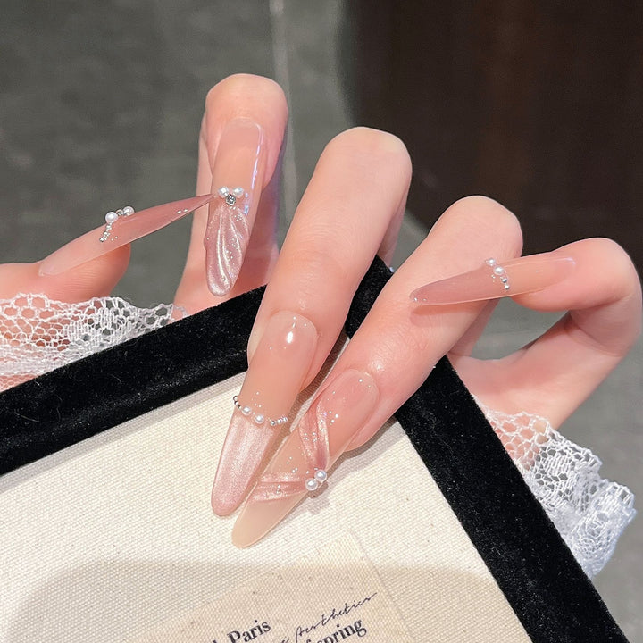 Elegant 3D Decorative Press-On Nail Extensions Bowlift